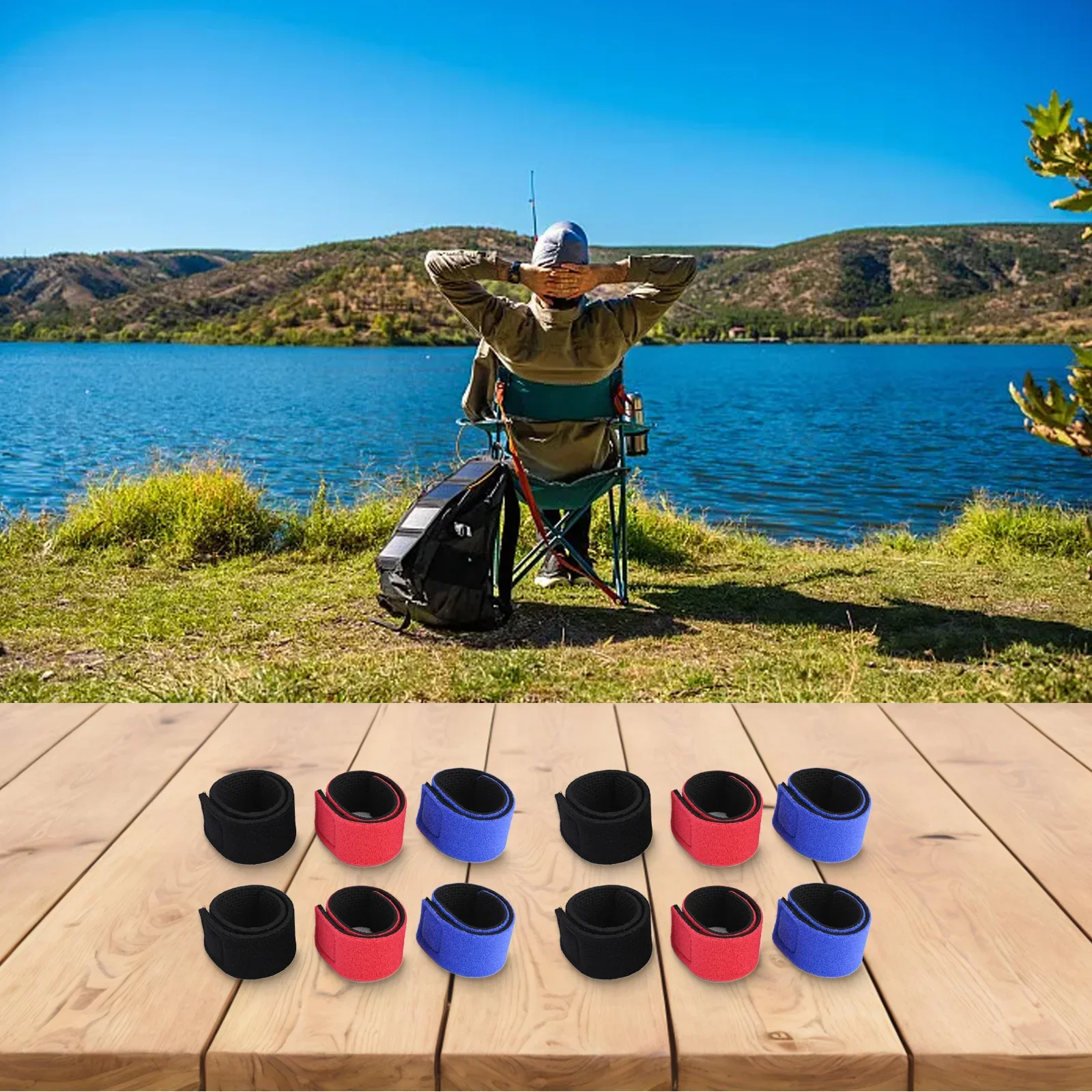 

Ремни для удочек, легко растягивающиеся и регулируемые, с прочной самозакрепляющейся застежкой, из высококачественного нейлона, для хранения удочек.