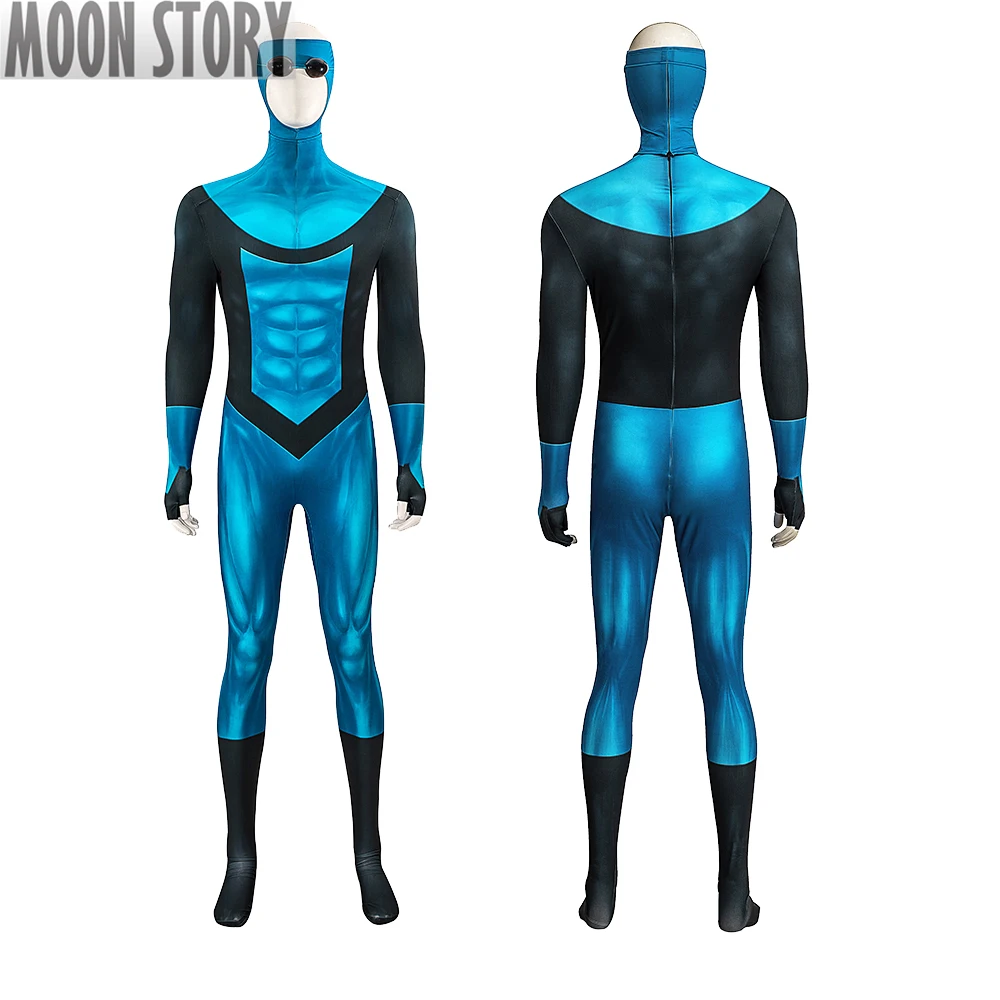 

Mark Grayson Cosplay Costume Zentai Bodysuit Suit Adult Men Invincible Blue Jumpsuit Fantasia Outfits Halloween Carnival