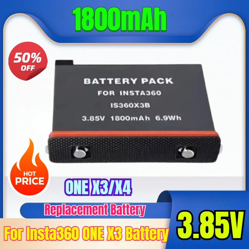 

3.85V 1800mAh For Insta360 ONE X3 Battery+3 Card Slot Battery Charging Box 360 Panoramic Action Camera Batteries Accessories