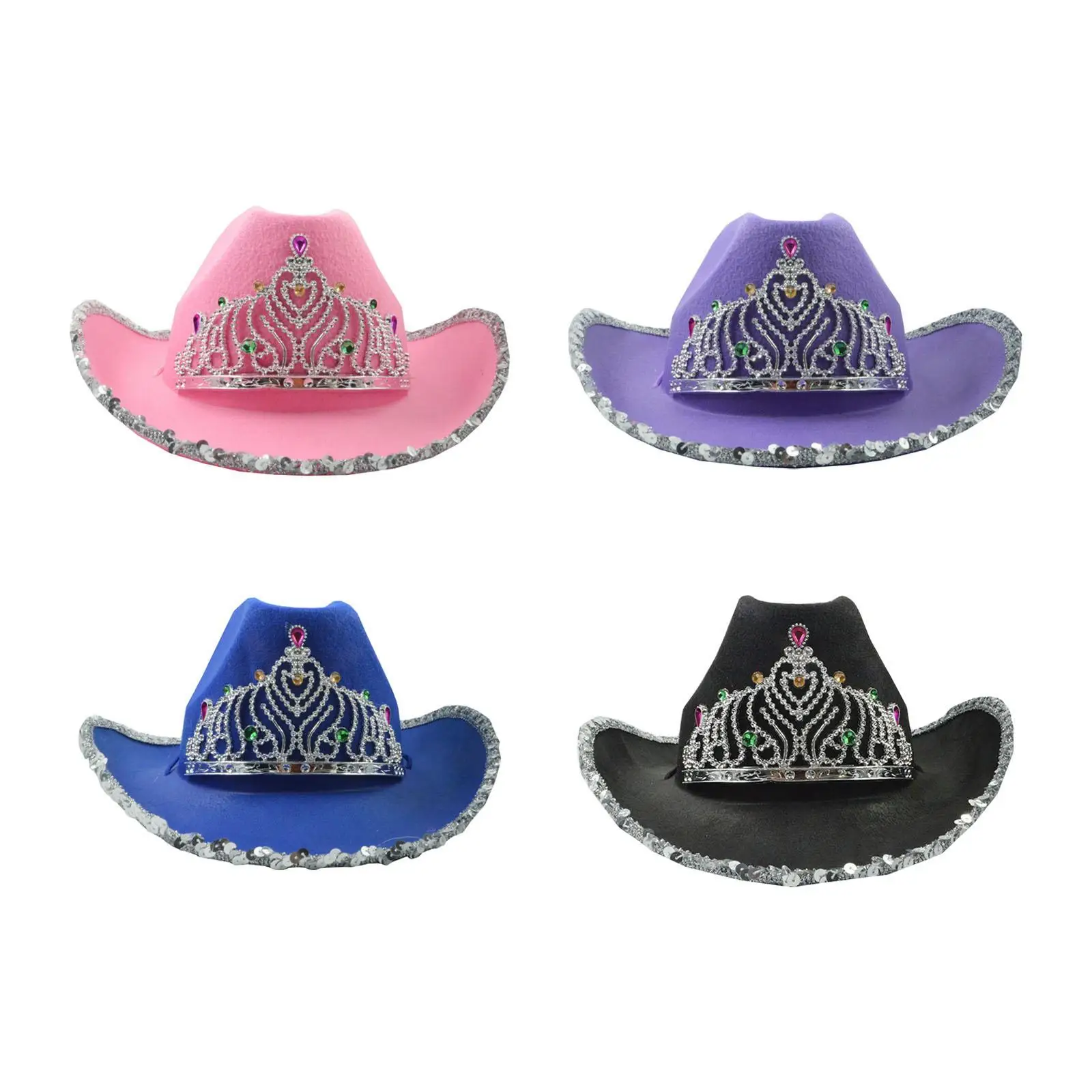 Western Cowboy Hat with Crown Party Accessory Wide Brim Costume Feather