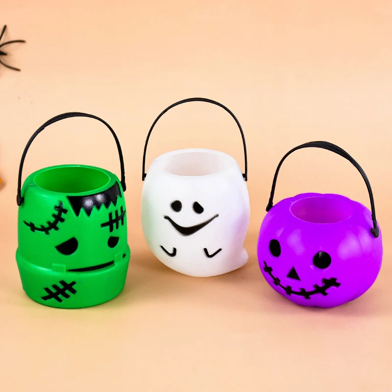 Halloween Süßigkeiten Eimer Handheld Kunststoff Halter Kürbis Geist Eimer Kinder Favor Süßes Oder Saures Eimer Halloween Party Dekoration