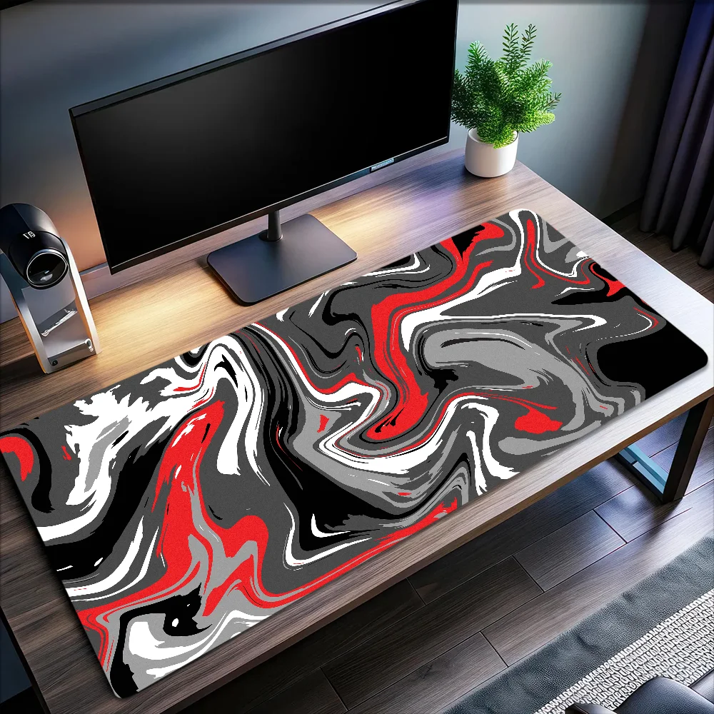 Liquid Fluid Strata Pattern Black Art Mouse Pad Non-slip Thickened Large Writing Lockedge Office Student Gaming Cushion MousePad