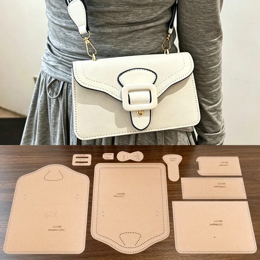 1Set Fashionable Ladies' Wallets, Phone Storage Square Bags - Kraft Paper Template, DIY Leather Handmade Crafts-Sewing Template