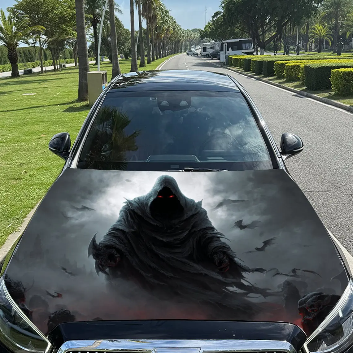 

Dark Crow - Surrounding Reaper Pattern car hood stickers, waterproof self-adhesive, scratch resistant, easy to stick, durable ca