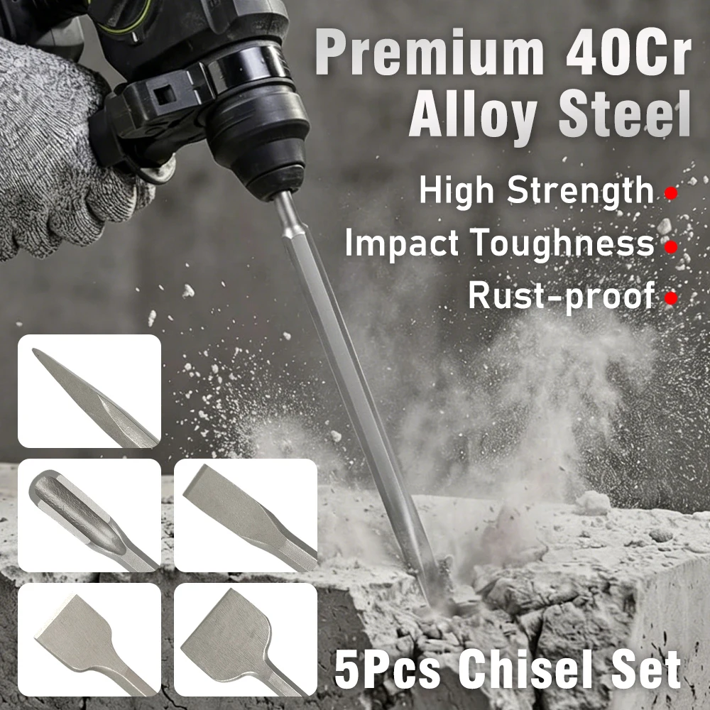 5Pcs SDS Plus Rotary Hammer Ch - Rotary Hammer Chisel Bit Flat review and price