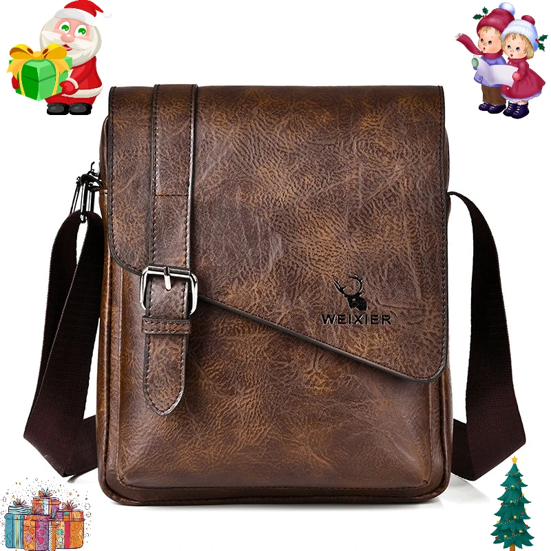 Men's Vintage Casual Crossbody Bag, Versatile Business Shoulder Bag, PU Leather Messenger Bag for Men Fashion Flip Cover Handbag
