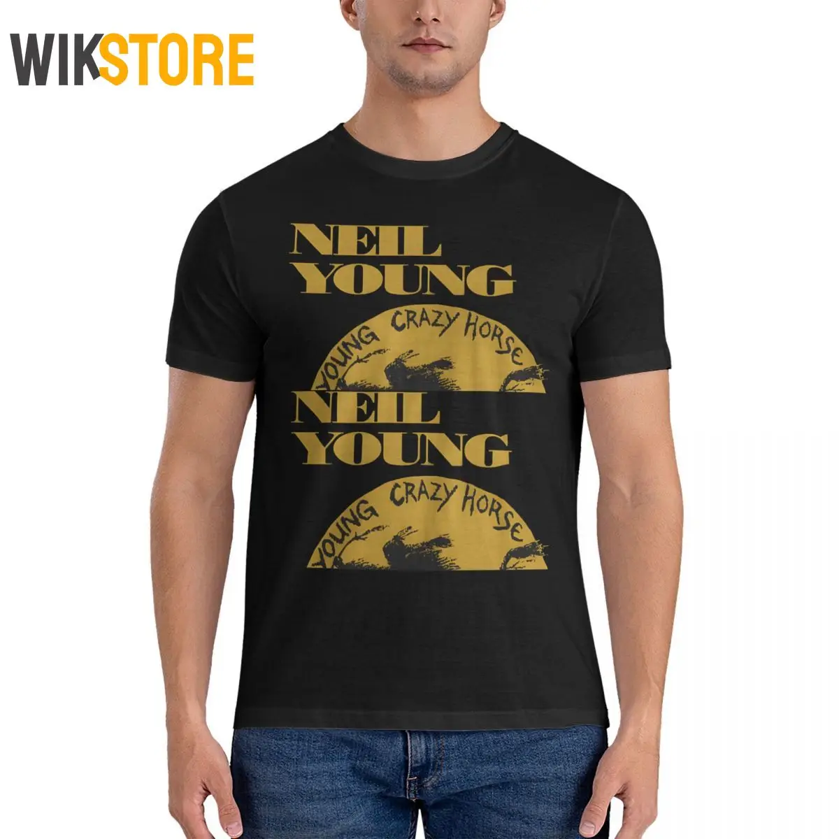 

Tour T-Shirts for Men N-Neil Young Vintage Pure Cotton Tees Crew Neck Short Sleeve T Shirt Adult Clothing Women's Male T Shirts