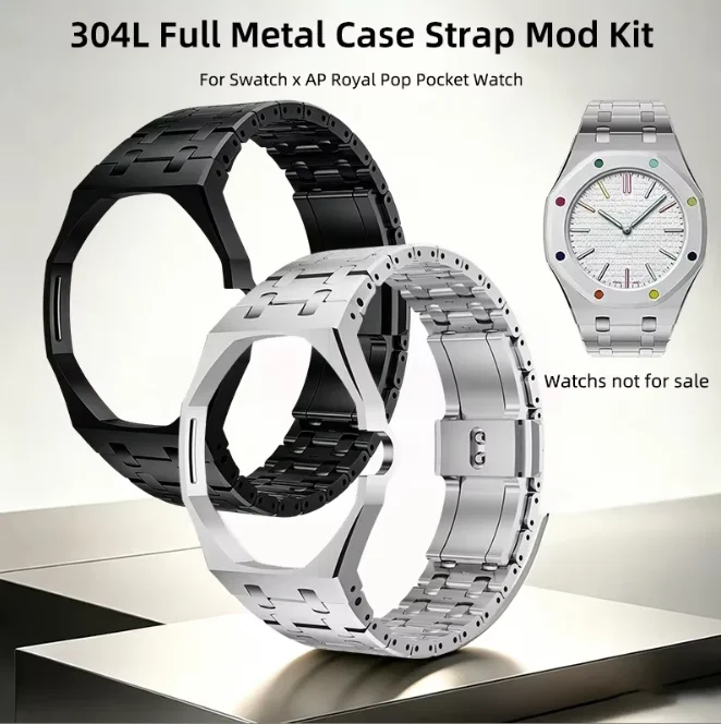For Swatch X AP Royal Pop Pocket Changer To Wristwatch Personalized Accessories Stainless Steel Watch Case And Strap Mod Kit
