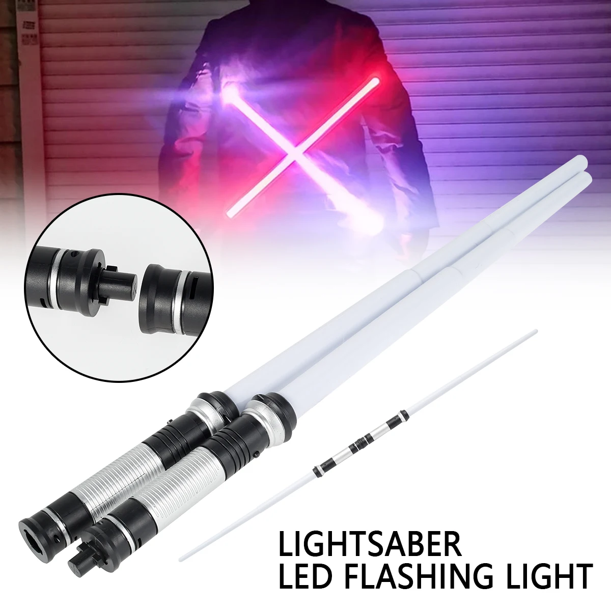 Retractable Lightsaber 2-In-1Finger Rotating 7 Color Laser Sword Flash Luminous Soundfont Force Blaster LED Luminous Party Props