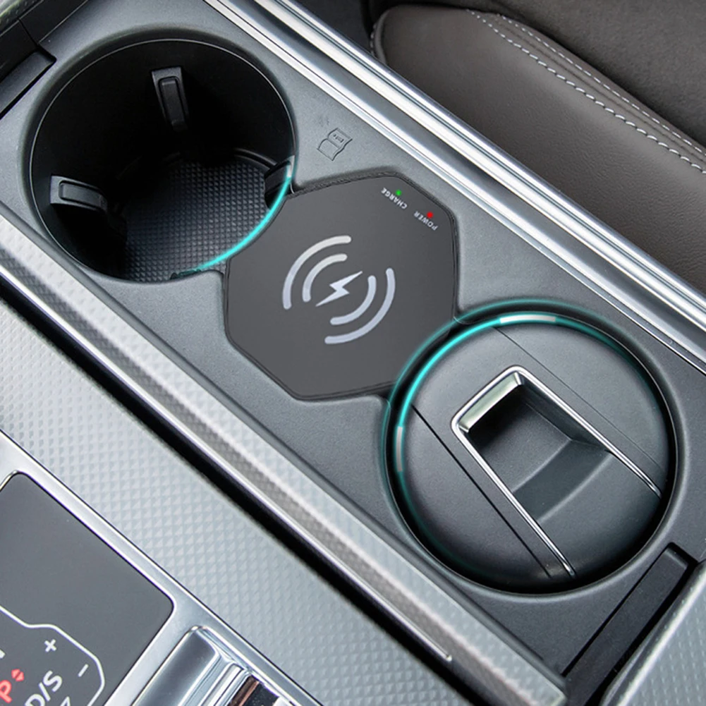 Cup Holder Mount 15W Magnetic Charger In-car Charging Rounded Edges Design 15W Fast Wireless Charging Anti-slip Panel