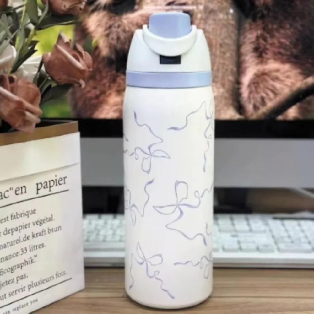 Isolierte 32-Unzen-Wasserflasche aus Edelstahl – Thermo-Kaffeebecher für kalte und heiße Getränke, Sportreisen mit auslaufsicherem Strohhalmbecher