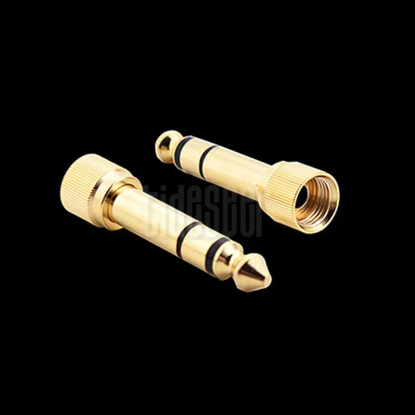 500pcs Audio 6.35mm Male to 3.5mm Female Adapter Connector Gold Jack Headphone Screw-On Speaker Aux Converter