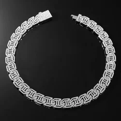 New 16mm Zircon Rhinstones Geometric Cuban Chain Ice Out Bling Rose Gold Silver Color Big Heavy Hip Hop Jewelry