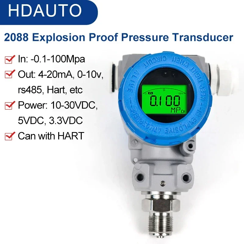 Outdoor 2088 LCD Digital Pressure Transmitter Vacuum Water Oil Liquid Explosion-proof High-precision Hart Pressure Transducer