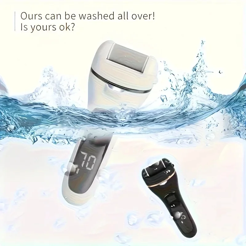 Rechargeable Electric Foot File LED Display Pedicure Grinder Portable Dead Skin Remover with 2 Grinding Heads