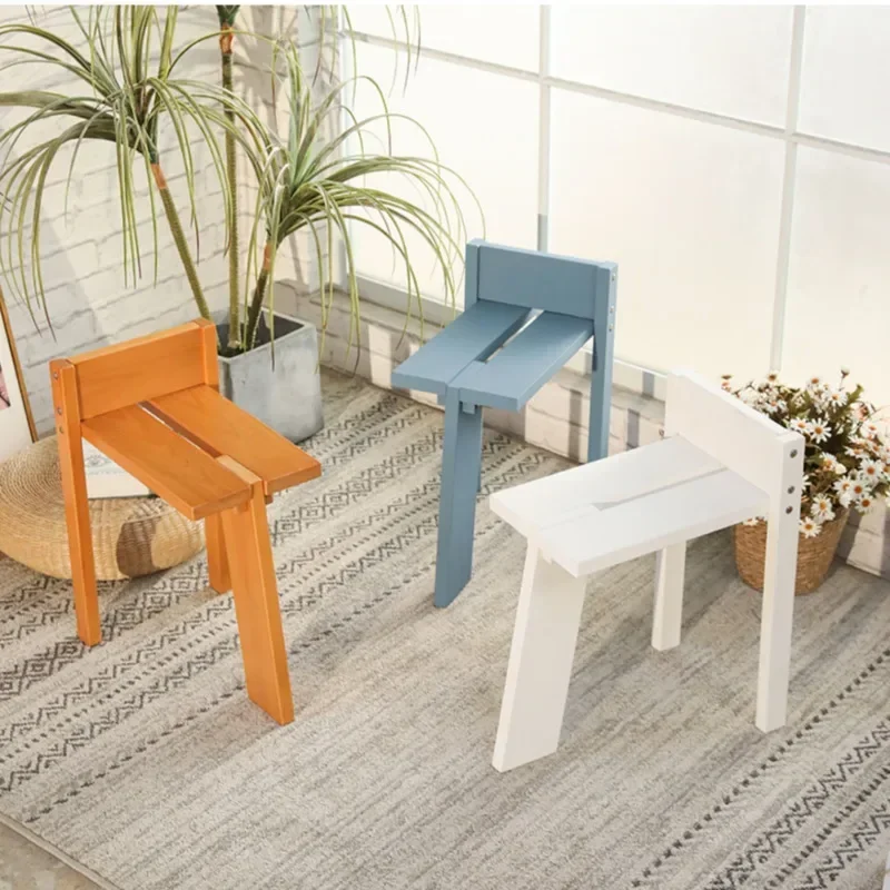 Simple Solid Wood Bench Home Courtyard Low Stool Leisure Dining Stool Tea Table Seat for Living Room Back Support Chair