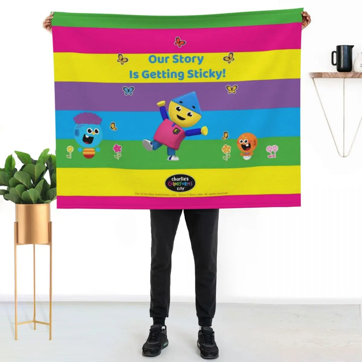 charlie's colorforms city - Our Story Is Getting Sticky Throw Blanket Picnic sofa bed heavy to sleep Sofa Quilt Sofa Blankets