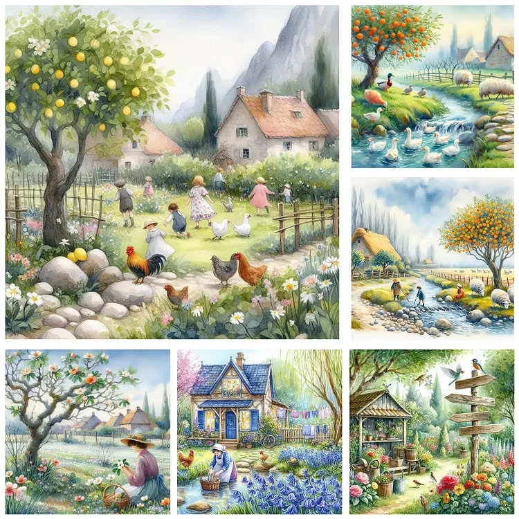 

Beautiful Rural Living Scenes Jigsaw Puzzle 500/1024 PCS Fun Games for Family Gatherings Home Decor Gifts