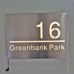 Stainless Steel Outdoor Lighting House Number Sign Custom Made Fronlit LED Sign Waterproof House Number