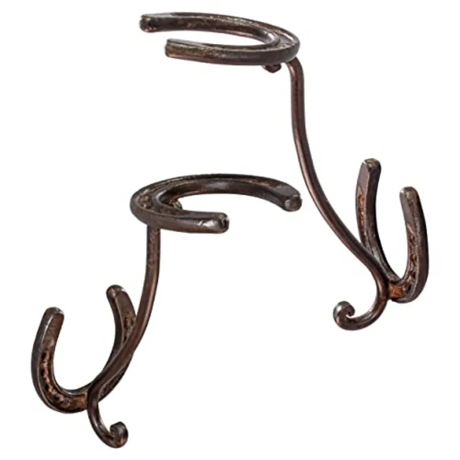 

Cowboy Hat Rack - Set of 2 Decorative Wall-Mounted Holder - Heavy-Duty Iron Hanger and Organizer DIY Kit for Hats Coats and Key
