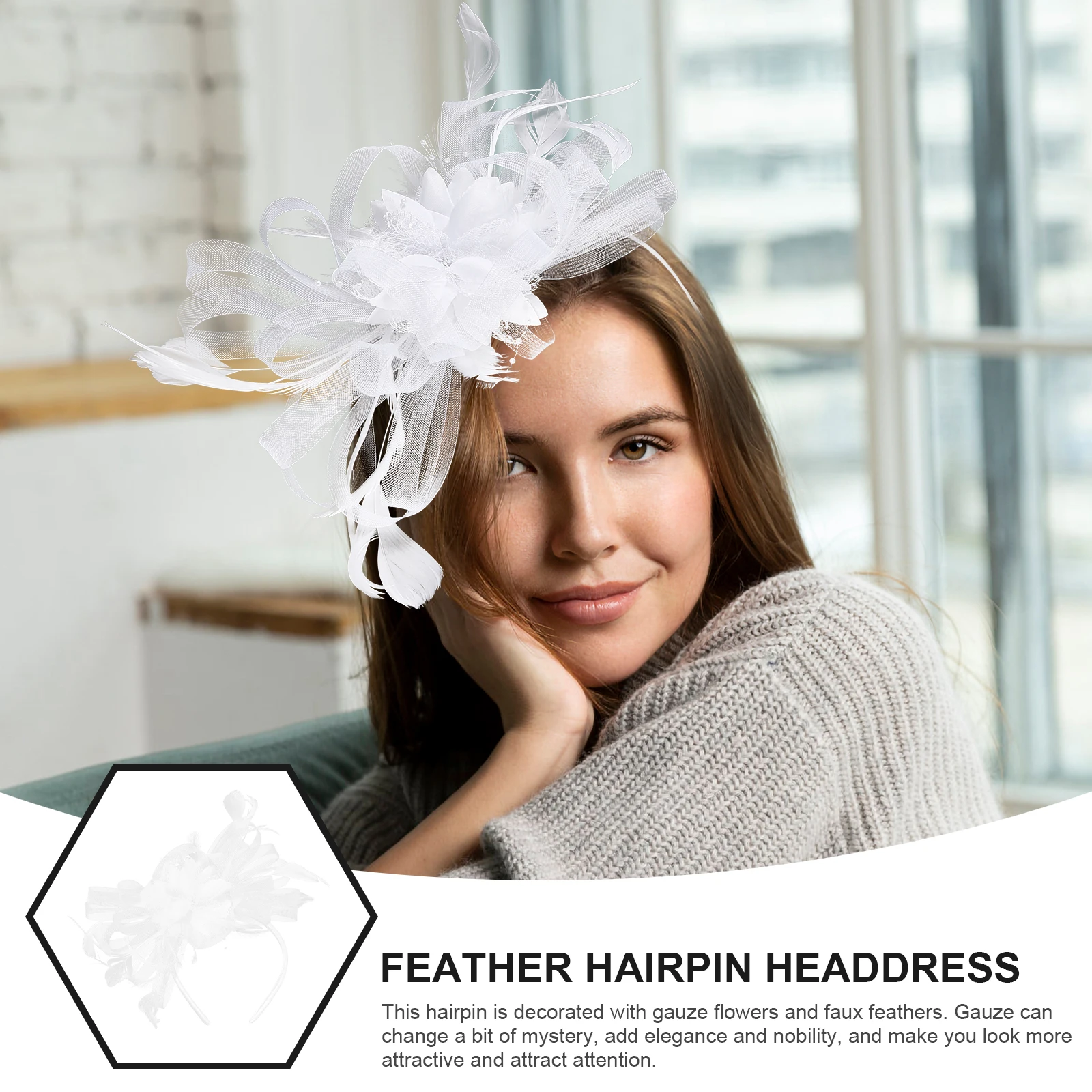 

Bridal Hair Clip Mesh Top Hat Has Party Supplies Gauze Hairpin White Bridesmaid