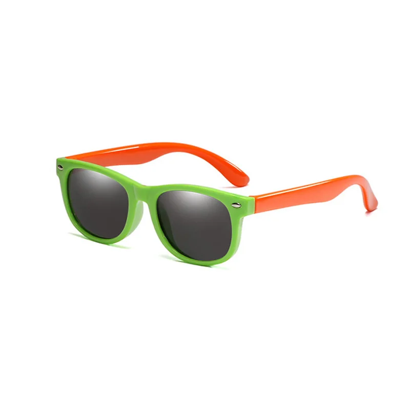 Gepolariseerde kinderzonnebril TR90 siliconengel frame klassiek vierkant kinderzonnebril meisjes jongens meerkleurige babybril UV400