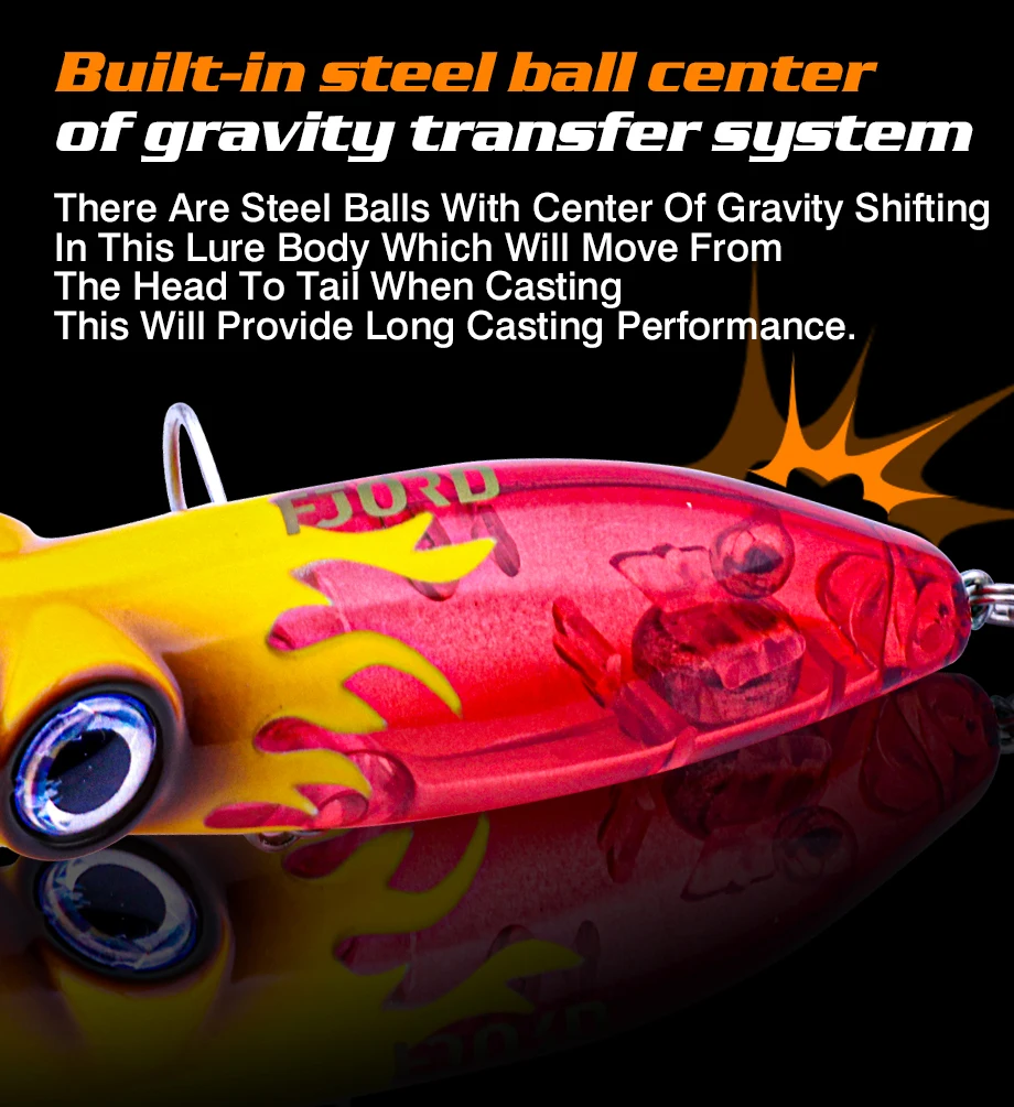 FJORD 80mm 14g Popper Glow Angelköder Swimbait Schwimmende Harte Köder Hechtbarsch Meer Salzwasser Oberfläche Walker Angelzubehör – Detail 3