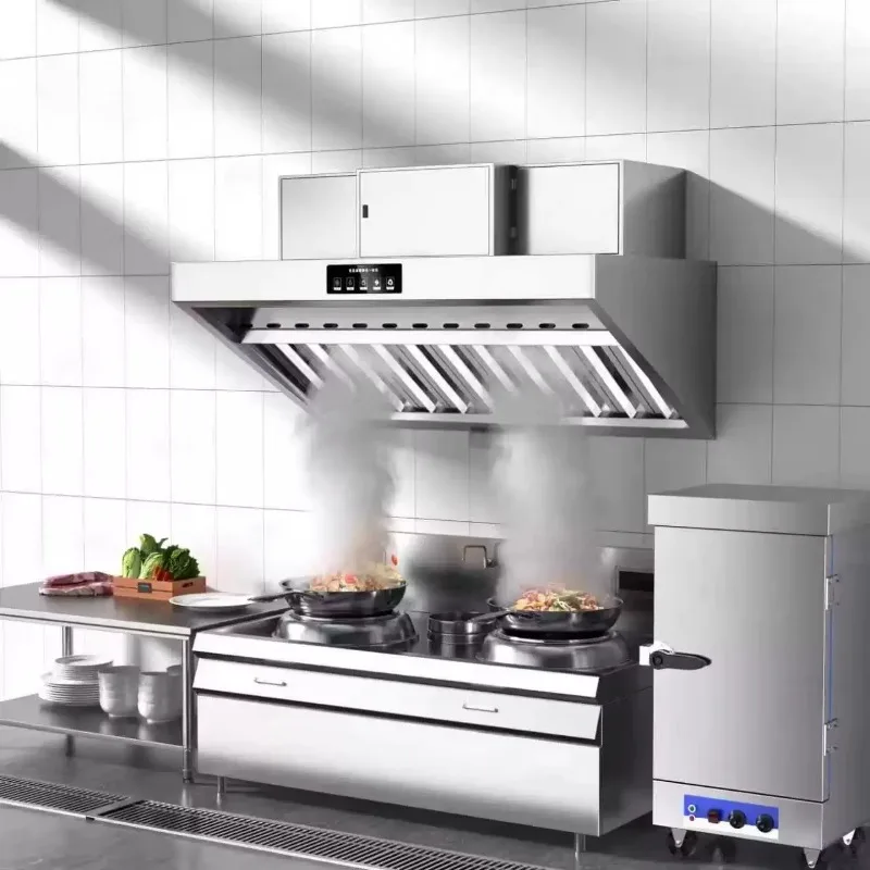 Low Altitude Kitchen Fume Purifier, Commercial Large Suction Integrated Range Hood Unit for Restaurant Use