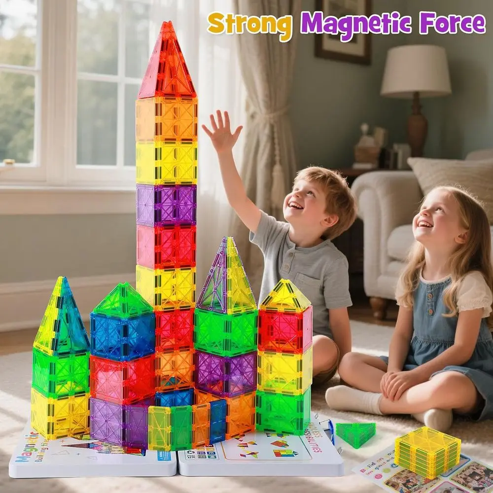 Juego de bloques de construcción magnéticos de lujo de 100 piezas, juguetes STEM ideales para niños de 3 a 8 años, regalos inspirados en Montessori para niños pequeños
