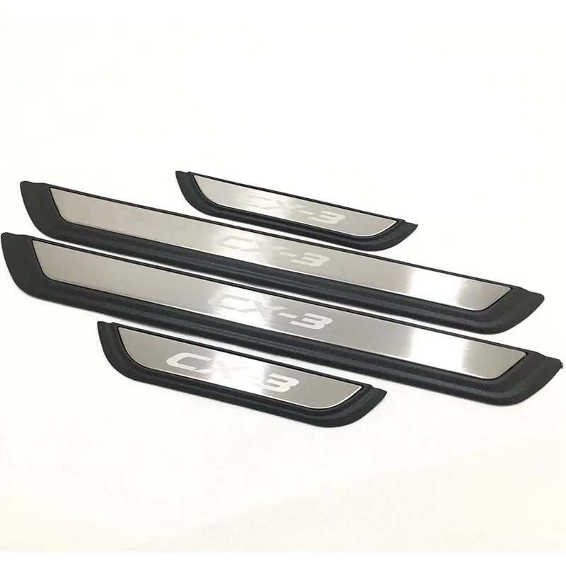 ABAIWAI For Mazda CX-3 CX3 2027 2026 2025 2024 2023-2017 Stainless Steel Door Sill Plate Black Styling 3D Accessories Auto Parts