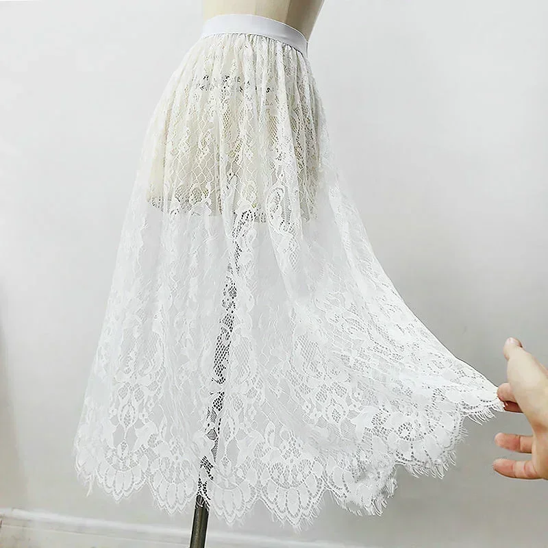 Moda podstawowa podkoszulek kobieca spódnica do połowy długości koronkowa halka odzież wierzchnia krótka spódniczka damska halka sukienka halka — zdjęcie 3