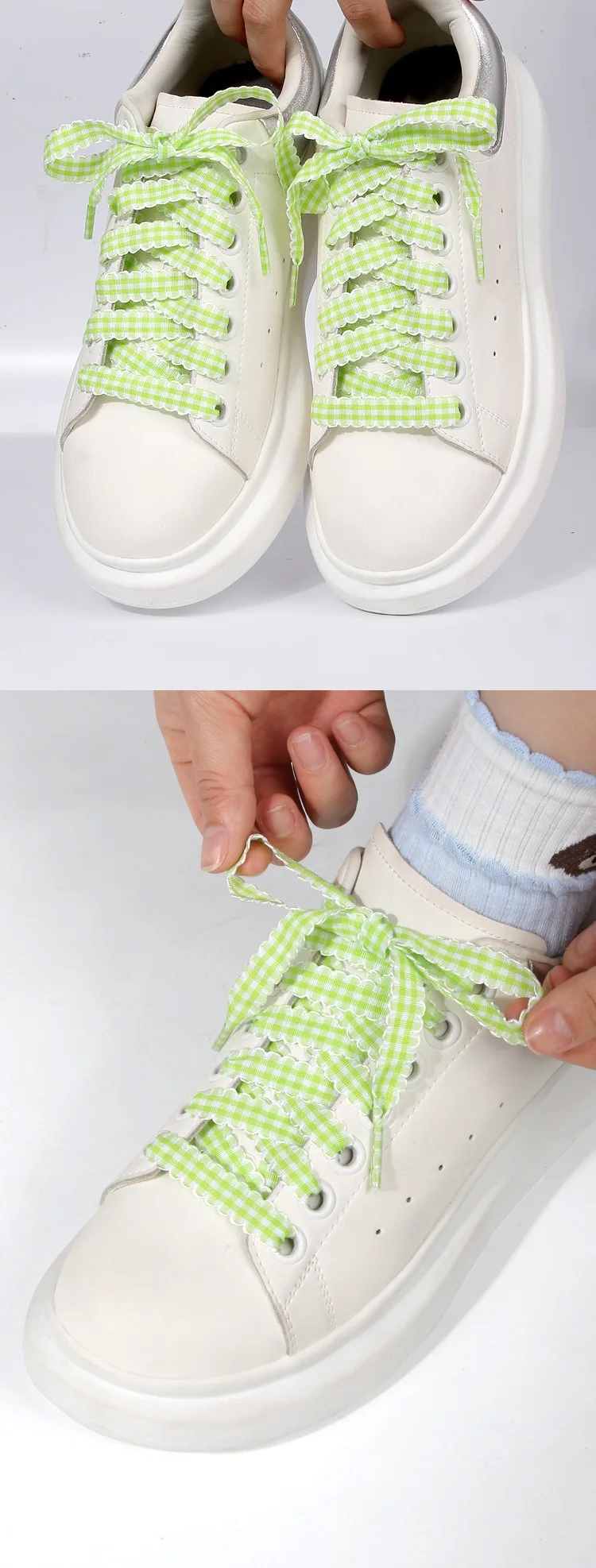 1 Paar karierte Schnürsenkel, flache Schnürsenkel für Sneaker, karierte Schnürsenkel, Ersatz für Schuhe. ﻿ – Detail 9