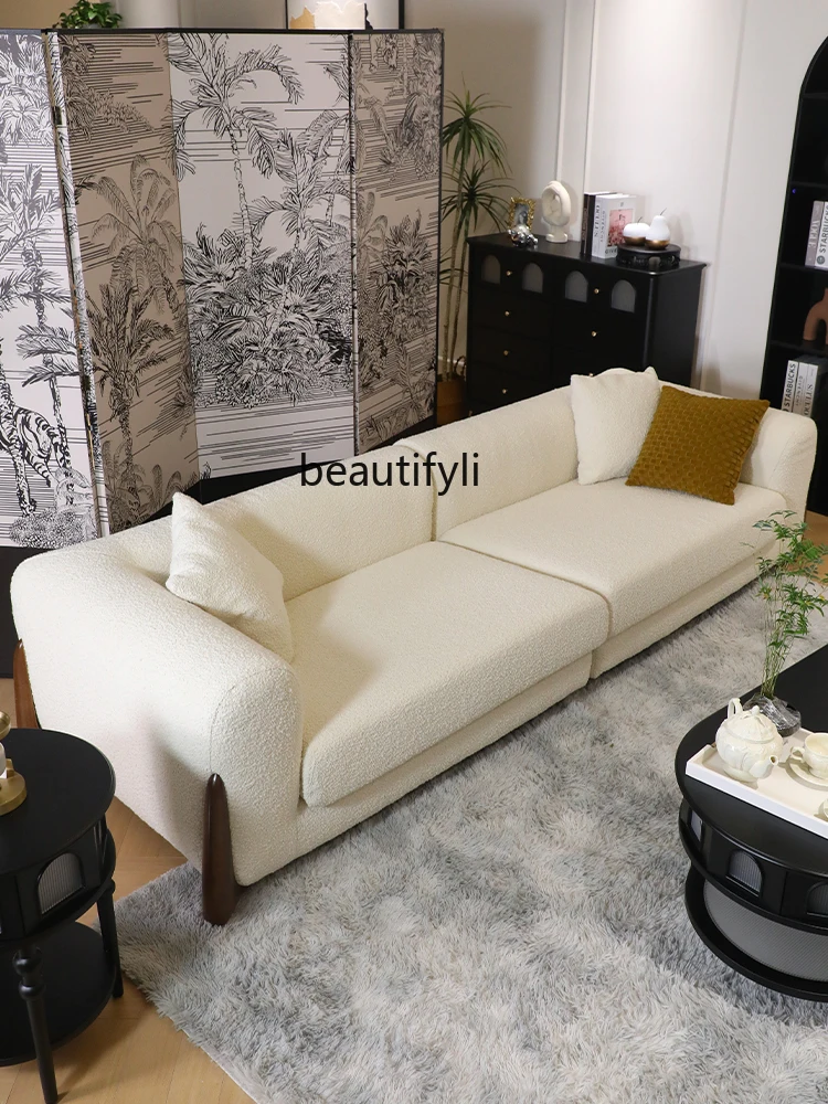 Cream Style Fabric Sofa Living Room New Modern Simple Lazy Sofa Can Lie and Sleep