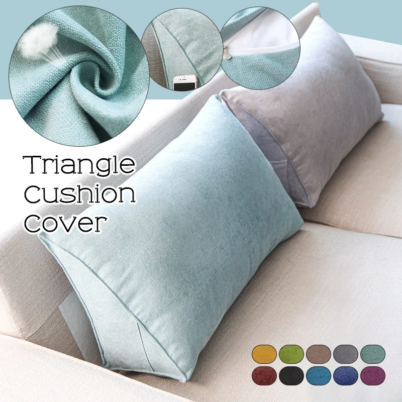 Office Sofa Bedside Back Cushion Cover Triangle Pillowcase TV Reading Lumbar Cushion Comfort Soft Bed Rest Decor Pillow Covers