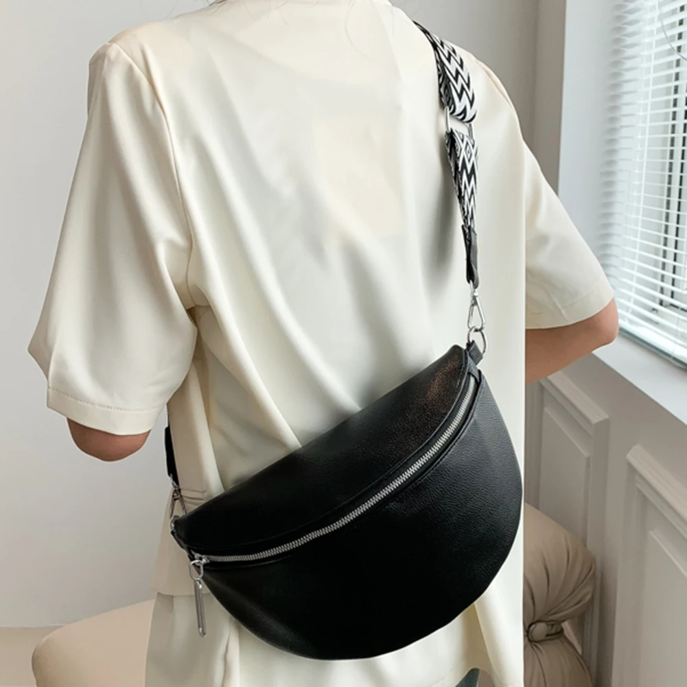 

Сумка через плечо с широким жаккардовым ремешком, дорожная нагрудная сумка из искусственной кожи, модная повседневная однотонная портативная простая сумка для путешествий и спорта