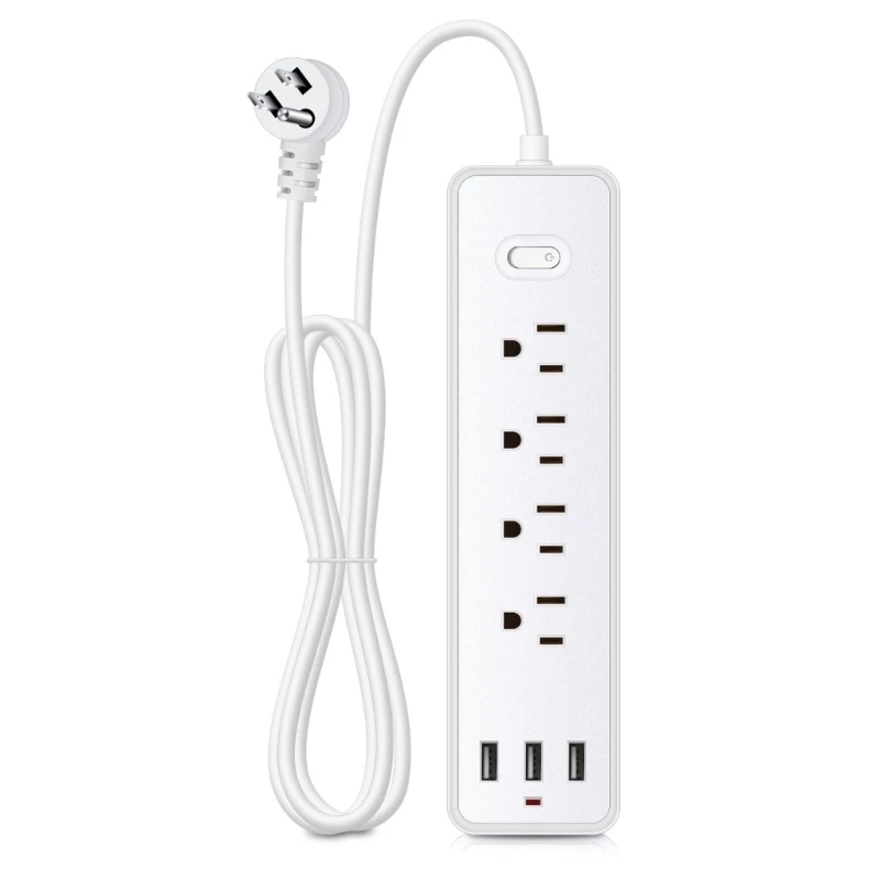 Multifunctionele Power Strip Met 1.2M Verlengsnoer 4 Ac-Outlets 3Xusb Poorten