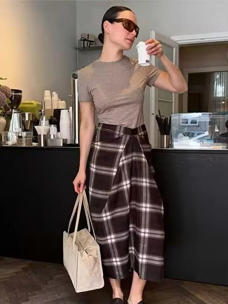 HH mujer nueva moda suave cintura elástica cremallera plisada decoración falda femenina Casual desplazamientos ligero falda versátil