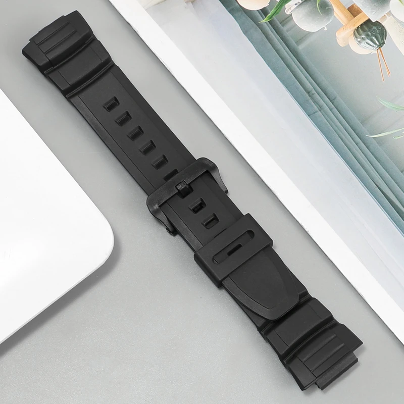 16mm Comfortable Soft High Quality Rubber Needle Buckle Watch Strap for Casio MCW 100h 110h W-S220 HDD-S100 Watchband