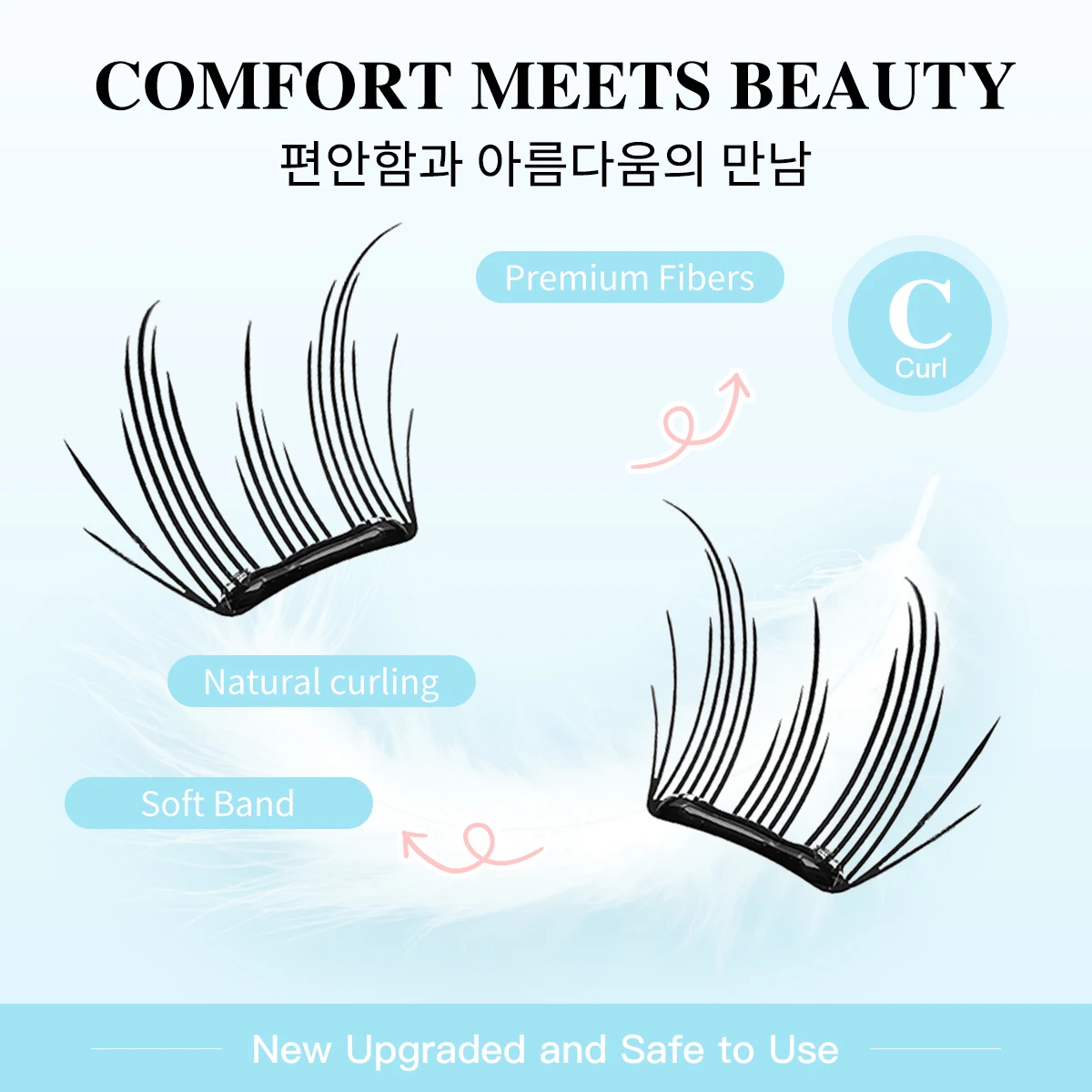 Natural Wispy Magnetic Eyelashes 48 Clusters No-Glue Reusable False Eyelash Fluffy Curl Lashes for Girls