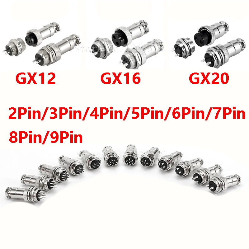 1Set GX12 GX16 GX20 2/3/4/5/6/7/8/9/10 Pin Docking Aviation Plug Socket Waterproof Circular Connector