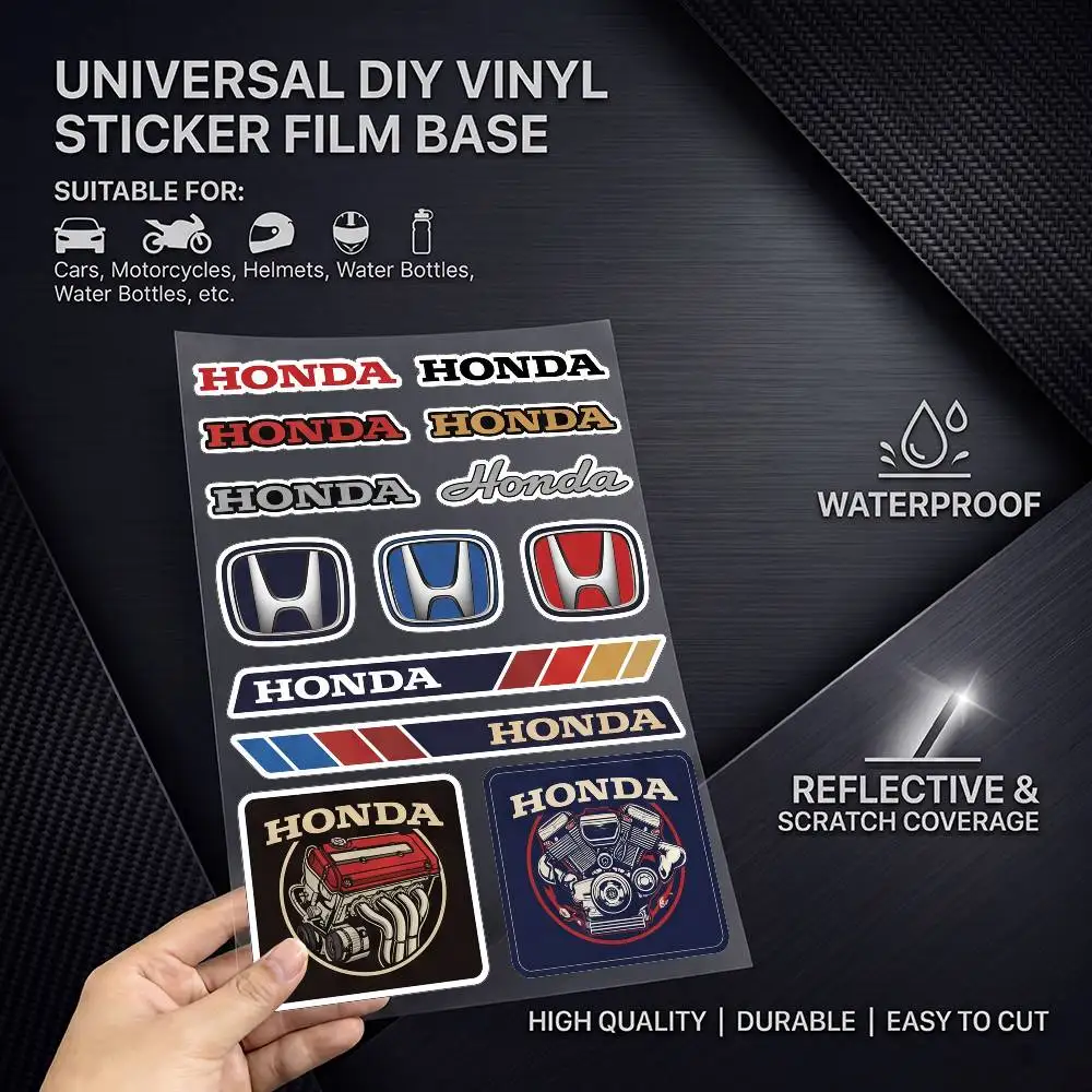 FOR HONDA HRC Long Lasting Waterproof Reflective Sticker Scratch Conceal Fit Motorcycle Car Helmet Fridge Decals