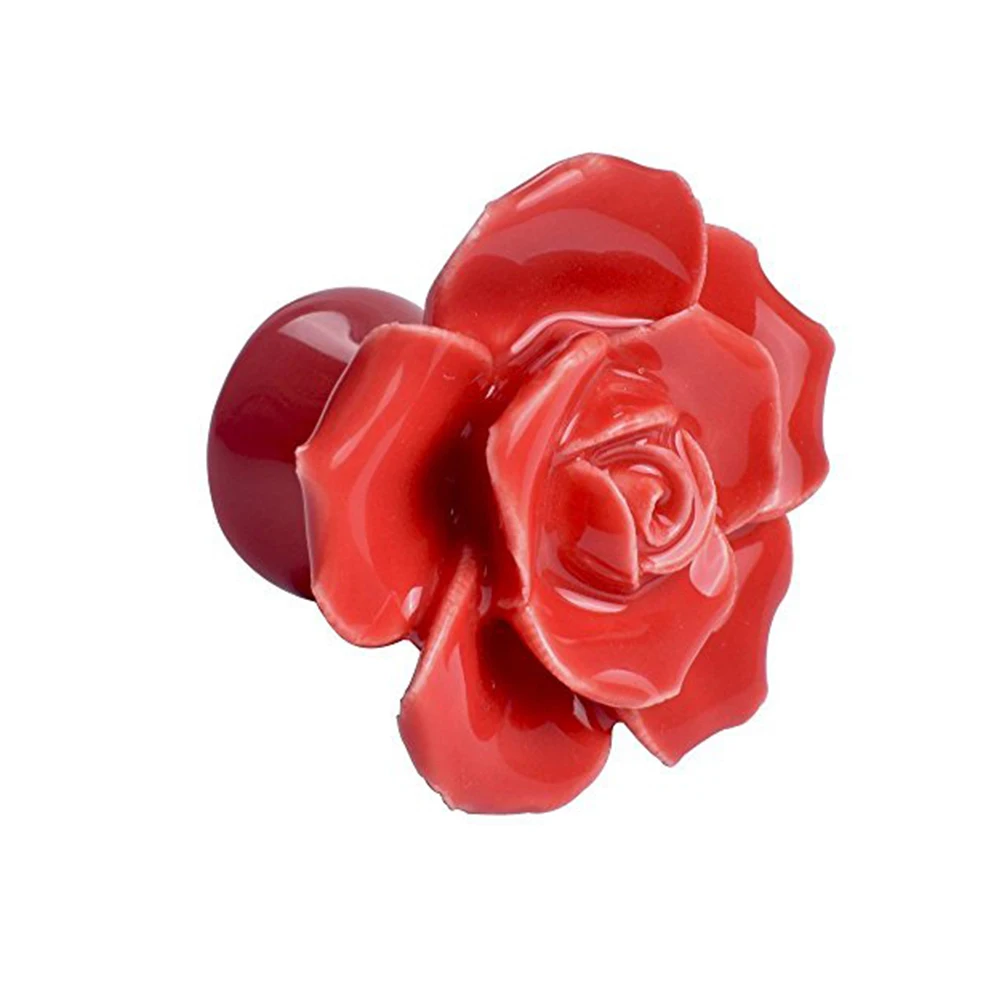 

2 Pcs Rose Ceramic Handle Door Knobs Cabinet Flower Pulls Cupboard Drawer Handles Travel