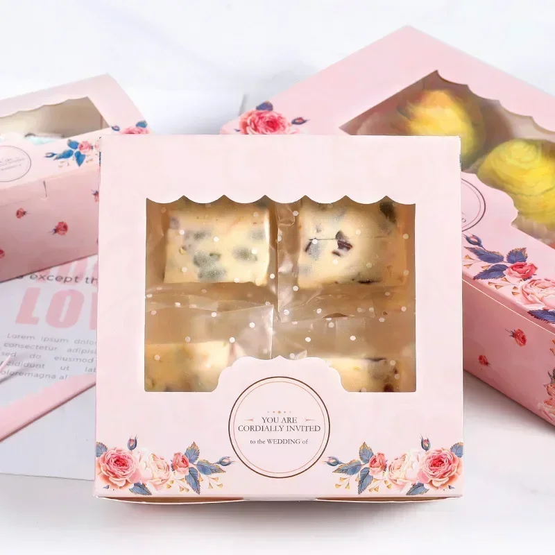 10 adet Mini Mooncake kağıt hediye kutusu şeffaf pencere şeker ve tatlılar kek kutusu düğün iyilik Navidad hediye paketleme ev için