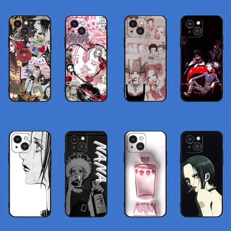 Anime Oosaki Nana Cartoon Girl Phone Case For iPhone 11 12 Mini 13 14 15 PRO XS MAX X XR 6 7 8 Plus Black Shell