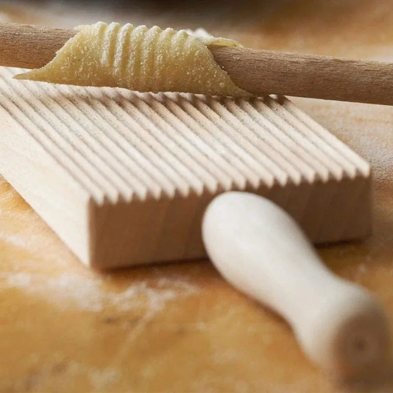 Garganelli and Gnocchi Stripper Wood Paddle Board Italian Pasta Making Tools for Homemade Cavatelli Garganelli Pasta Maker