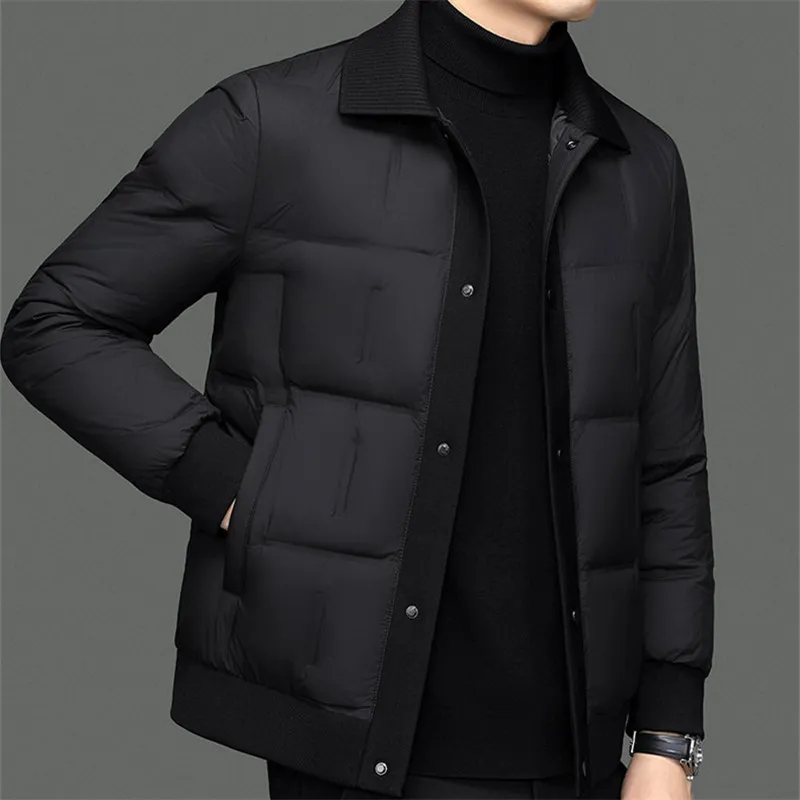 2025 Otoño Invierno chaqueta de plumón para hombre abrigo de plumón de pato blanco moda de negocios Casual chaqueta cálida cuello vuelto prendas de vestir exteriores para hombres