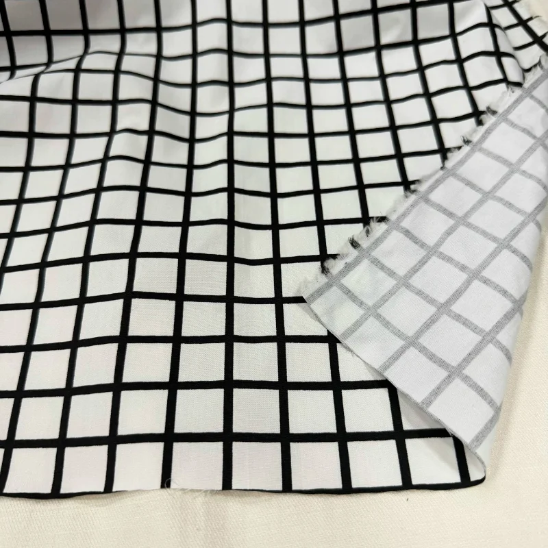 White Check Plaid Pure Cotton Fabric Poplin Shirt Dress Spring Summer Sewing Material DIY Handcraft Garment Vintage Designer