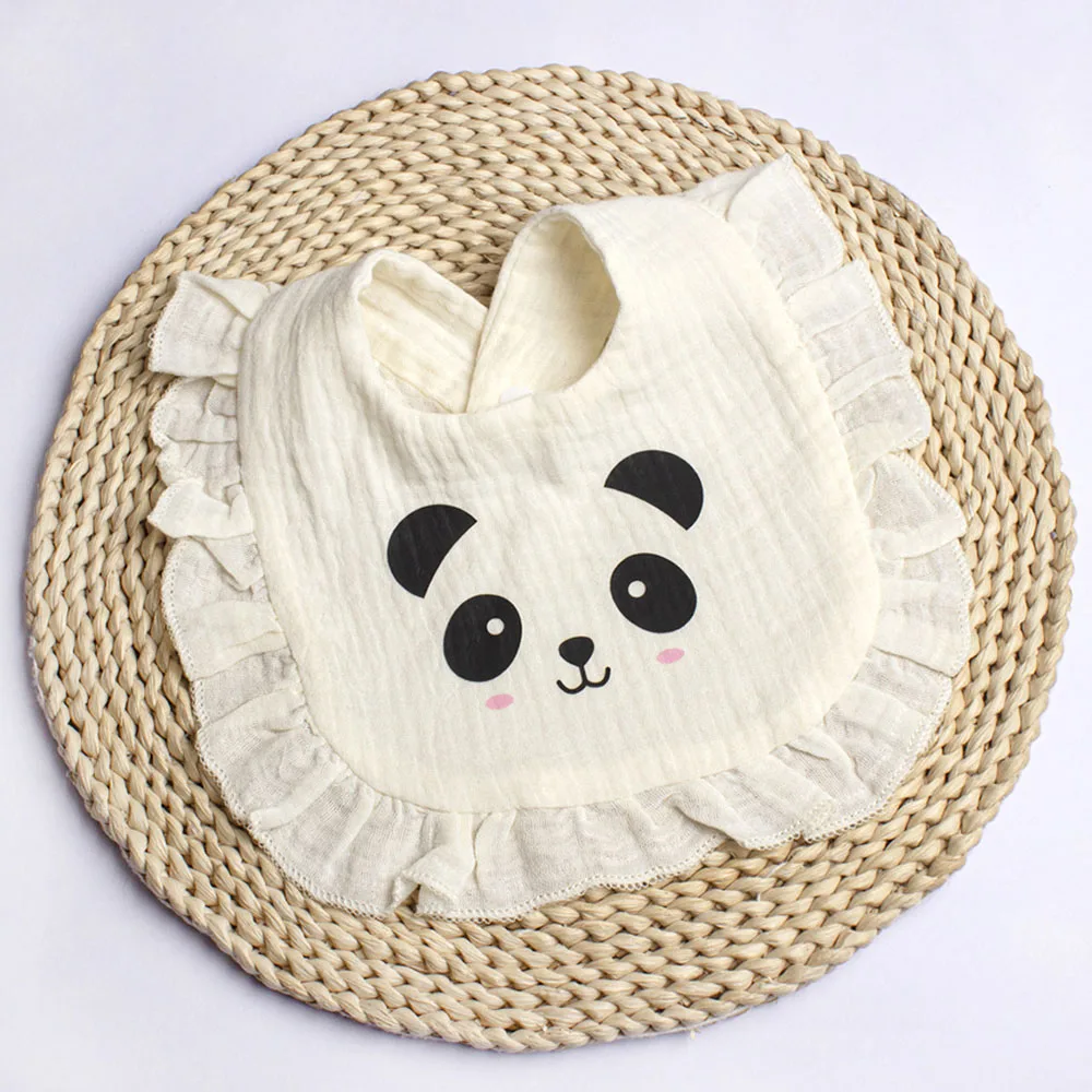 New Cartoon Lion Panda Baby Bibs Ruffle Newborn Boy Girl Feeding Burp Cloths Baby Saliva Towel Kids Accessories