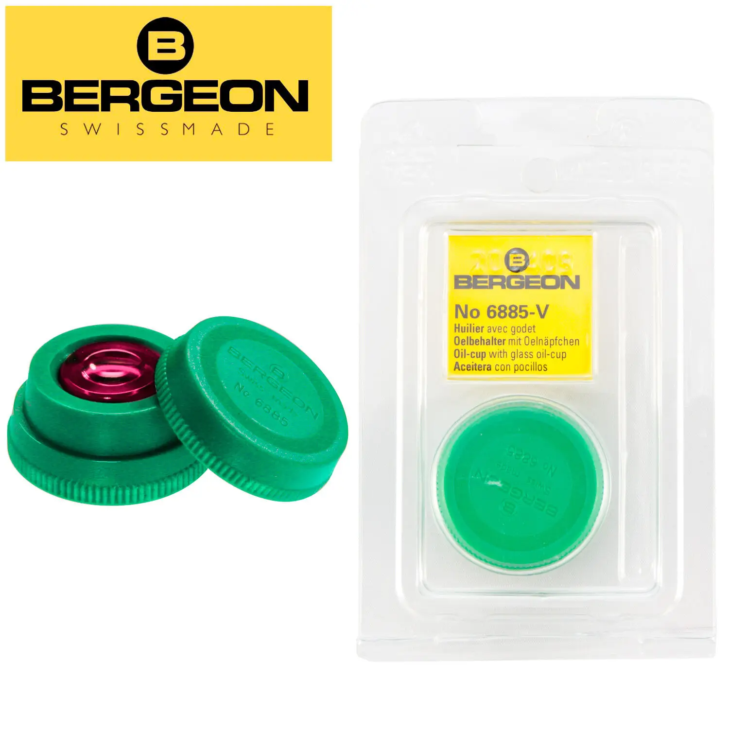 Bergeon 6885 Stackable Plastic Oil Cup with Various Glass Well Swiss Tool Different Color