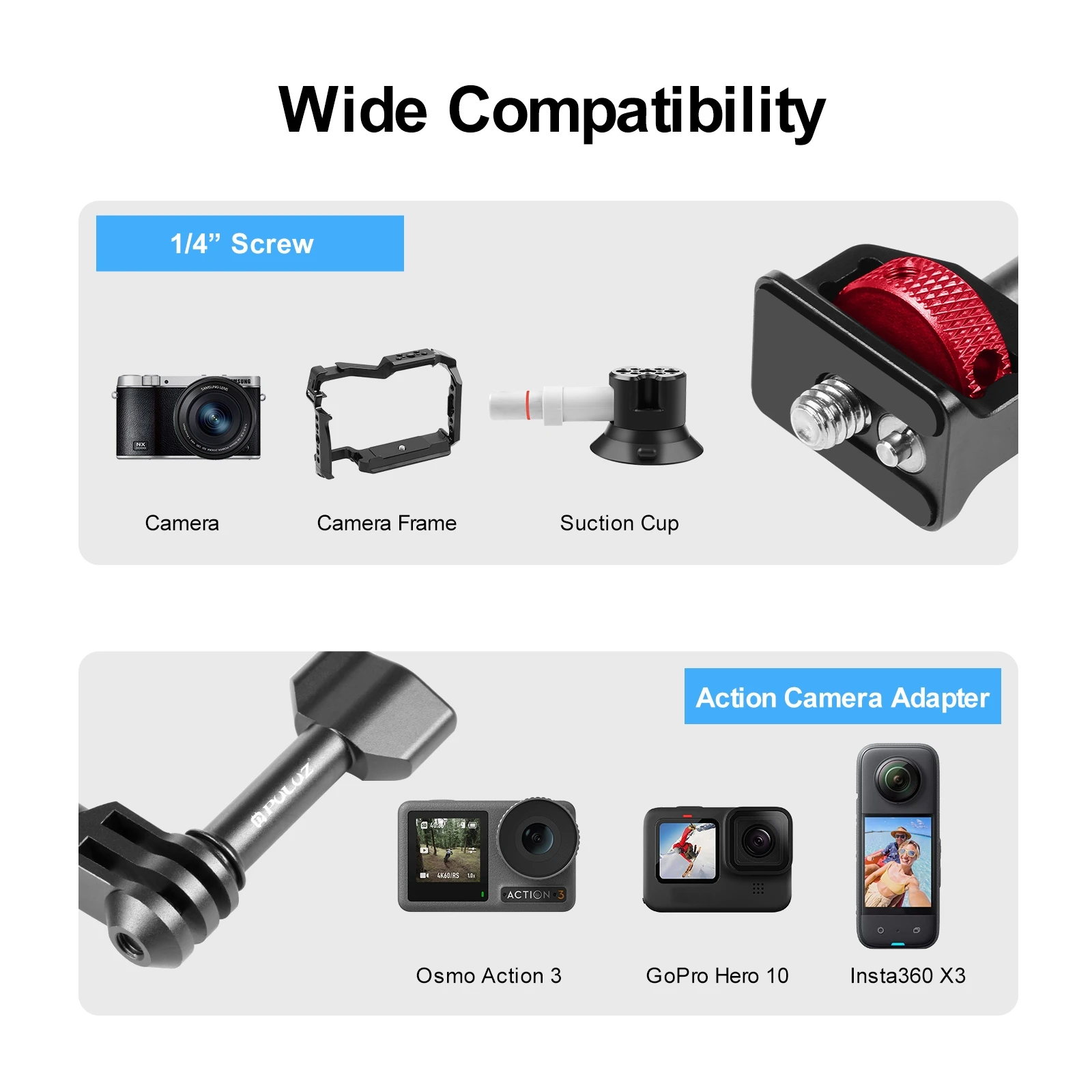 Puluz Magic Arm Mehrwegkugel-Aluminium legierung halterung für insta360/gopro/dji Sport-Action-Kamera-Zubehör mit Schraube